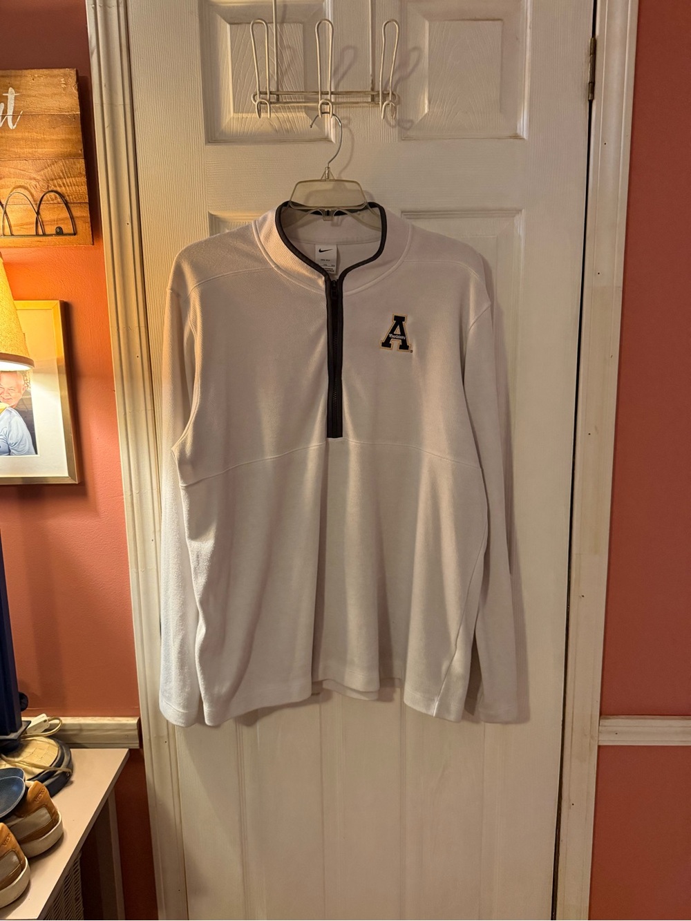 Nike Men's White Quarter-Zip Pullover  with Appalachian State University 'A'